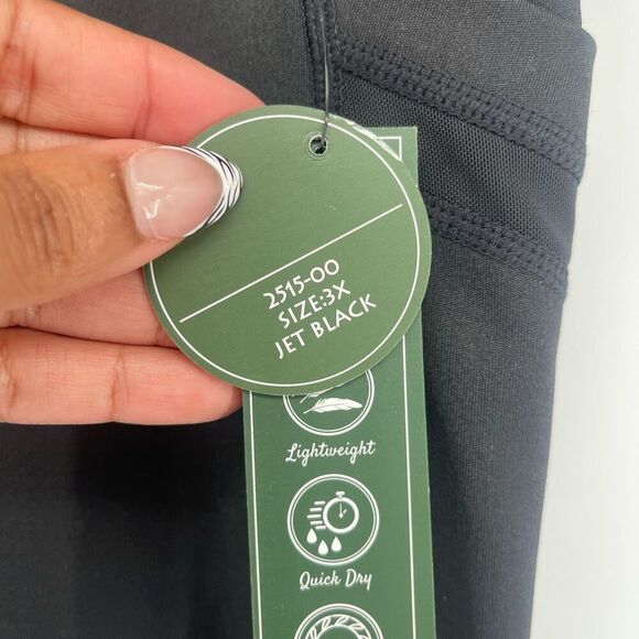 RAG Plus Women’s Jet Black Lightweight Quick Dry Active 21” Capri Leggings 3X - Picture 5 of 13